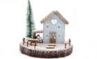 Christmas Ornament Blue House & Tree
