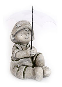 Boy Ornament Sitting with Umbrella 29.5cm Ext.