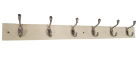 Coat Rack 6 Hook Deluxe H/Bourne Cream Base S.Nickel H&C