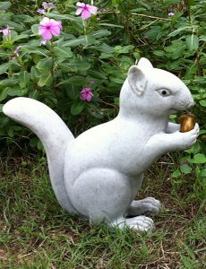 Garden Ornament SQUIRREL HOLDING ACORN GRANITE Colour 24cm