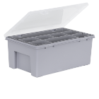 Box & Hinged Lid Organiser  8Div. Grey & Clear 29cm+Tote
