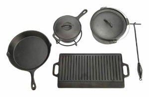 Cookware Set PRO FLAME Cast Iron 9Pce. In Ply Case