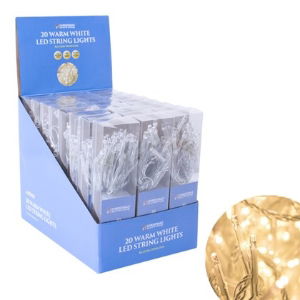 Christmas Lights   20 LED Warm White Timer 3xAA Req.