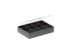 Box & Hinged Lid Organiser 12Div. Grey & Clear 19cm