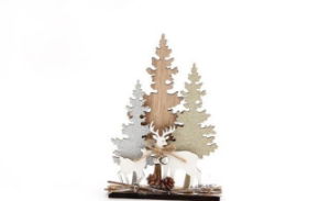 Christmas Ornament Tree & Reindeer on Stand 18cm