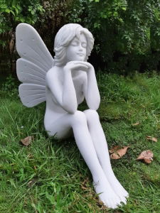 Garden Ornament SITTING FAIRY WHITE Colour 60cm