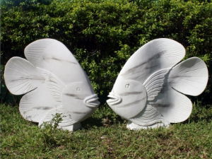 Garden Ornament FISH PAIR BLK & WHT Colour 70cm