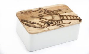 Storage Tin & Lid Metal & Wood 25x17cm - Various Sizes