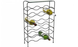 Wine Rack 15Bottle Black Steel 63.5x43x15cm