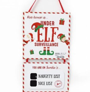 Christmas Elf Surveillance Plaque 35x20cm