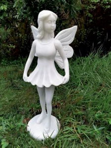 Garden Ornament FAIRY HOLDING DRESS WHITE Colour 55cm