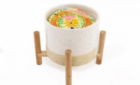 Candle Citronella in Pot on Wooden Stand 10x8cm