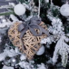 Christmas Light Heart Shape Light Grey Wicker