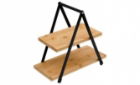 Food Display Stand Wood & Metal 2 Tier 34x32cm