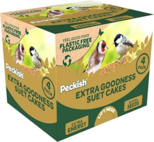 Bird Feed PECKISH Suet Cake Peanut & Mealworm x4