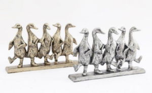 Ornamental Dancing Ducks x5 on Plinth Antique - Various Colours