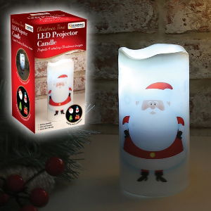 Christmas Projector LED Light Santa Candle Req. 3xAAA