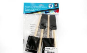 Paint Crafting Brush Foam x4 Ass. Wooden Handle