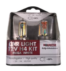 Car Bulb ROADSTER H4 12Volt 60/55Watt Mega White x2