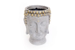 Planter Budda Design White & Gold Detail 22x18cm Int..