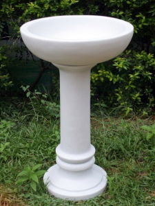 Garden Ornament STANDARD BIRD BATH WHITE MARBLE Colour 70cm