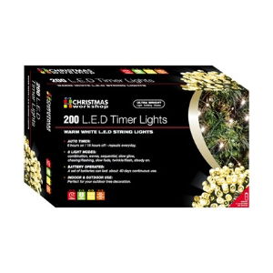 Christmas Lights  200 LED Warm White Timer 3xAA Req.