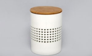 Food Cannister Heart Cut Out Design & Bamboo Lid 12.3cm