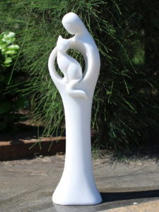 Garden Ornament FAITHFUL CAT WHITE Colour 36cm