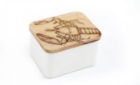 Storage Tin & Lid Metal & Wood 14x11cm - Various Designs