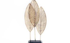 Ornamental Leaf x3 Standing on Plinth 50x24cm