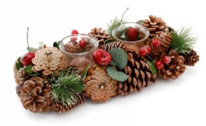 Christmas Nite Lite Holder Cone & Eucalyptus 32cm