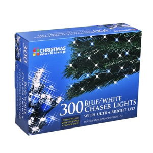 Christmas Lights  300 LED White & Blue Chaser