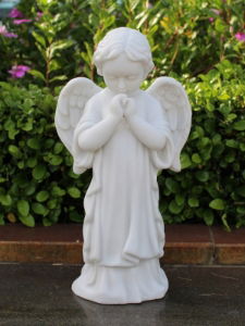 Garden Ornament PRAYING STANDING CHERUB WHITE Colour 37cm