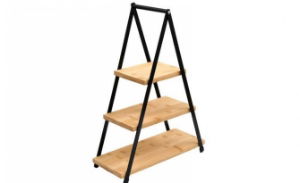 Food Display Stand Wood & Metal 3 Tier 38x53cm