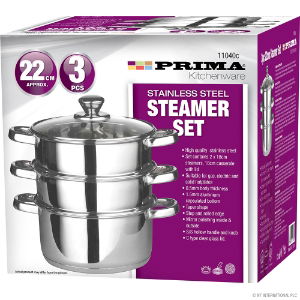 Steamer Set PRIMA SS Glass Lid 22cm